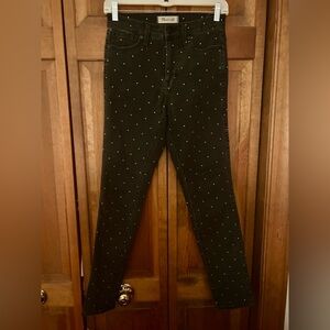 Madewell Women's 26 Black Gold 10" High-Rise Skinny Jeans: Metallic Dot Edition